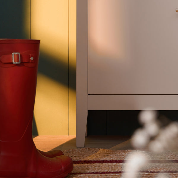 Oakham 2-Tier Shoe Cabinet with Top Drawer, Nude Pink