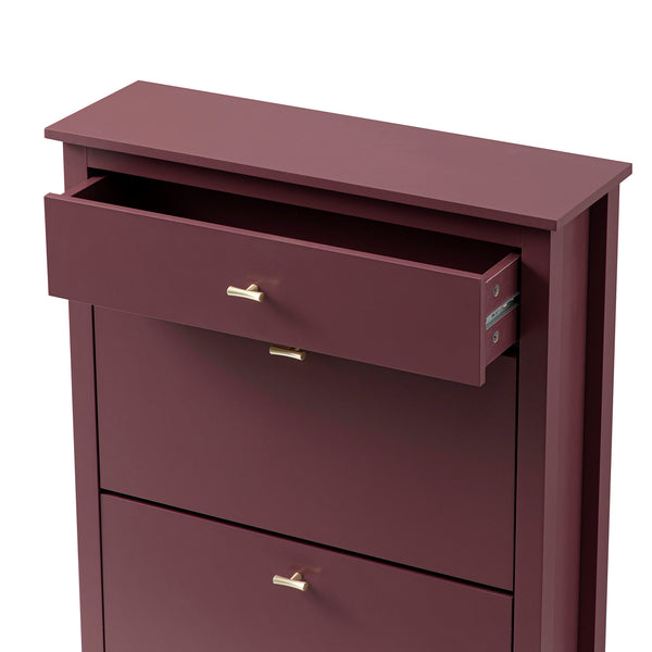 Oakham 2-Tier Shoe Cabinet with Top Drawer, Wild Cherry