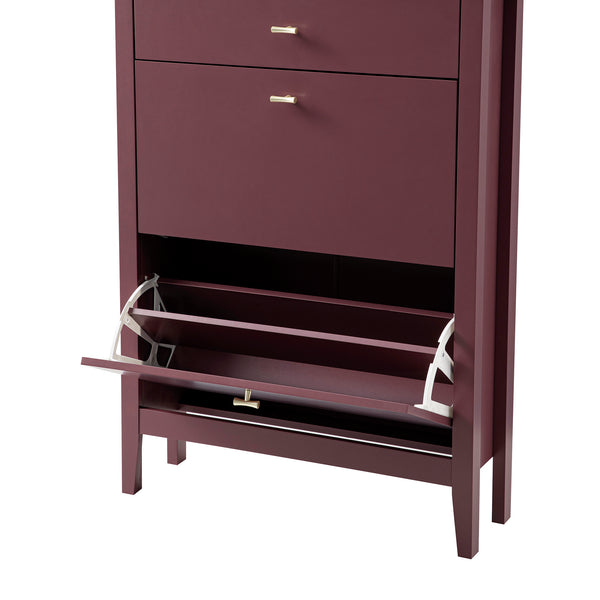 Oakham 2-Tier Shoe Cabinet with Top Drawer, Wild Cherry