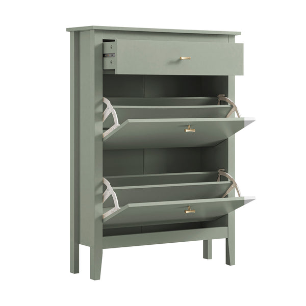 Oakham 2-Tier Shoe Cabinet with Top Drawer, Desert Sage