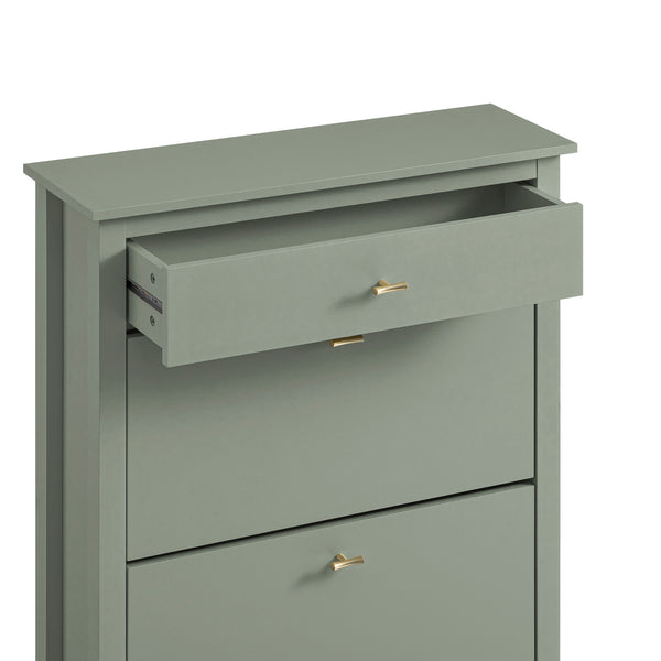 Oakham 2-Tier Shoe Cabinet with Top Drawer, Desert Sage