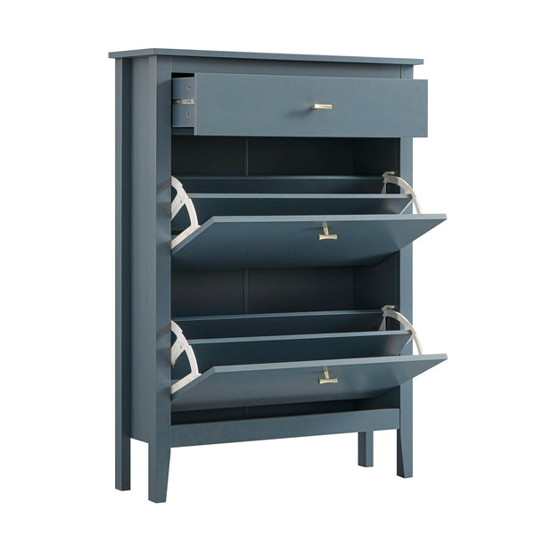 Oakham 2-Tier Shoe Cabinet with Top Drawer, Stormy Blue
