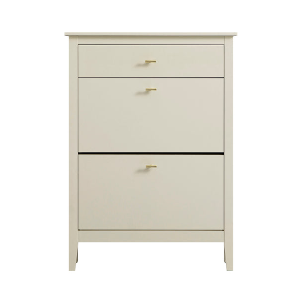 Oakham 2-Tier Shoe Cabinet with Top Drawer, Shaded White