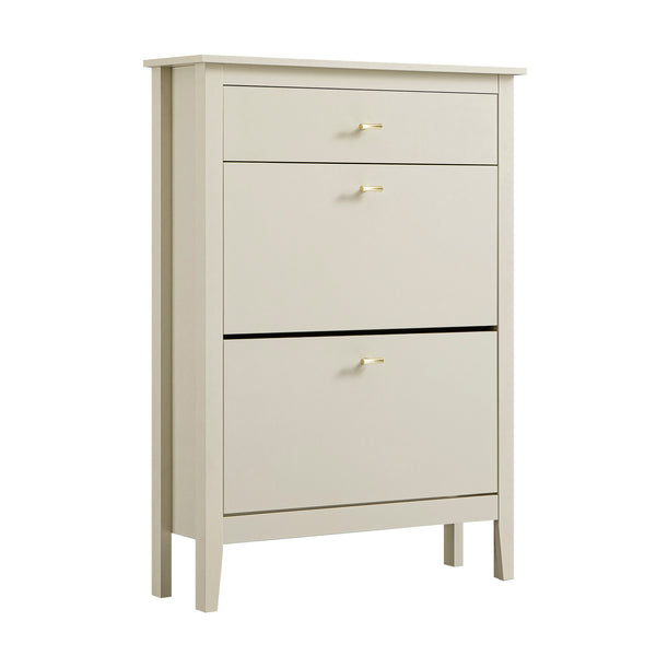 Oakham 2-Tier Shoe Cabinet with Top Drawer, Shaded White