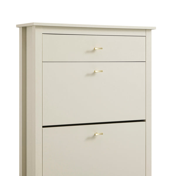 Oakham 2-Tier Shoe Cabinet with Top Drawer, Shaded White