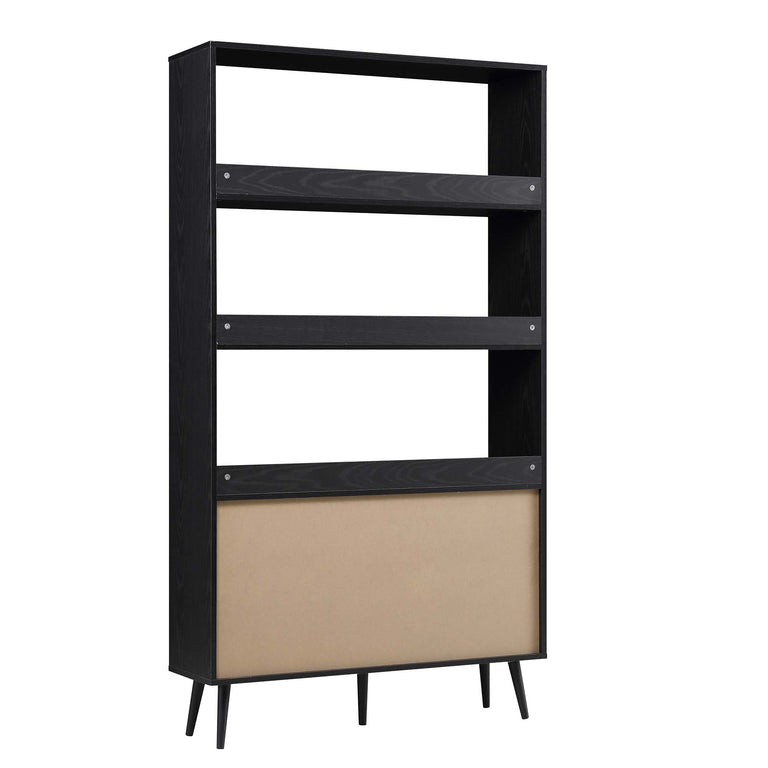 Frances Woven Rattan Bookcase with Doors, Black daals