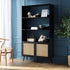 Frances Woven Rattan Bookcase with Doors, Black - daals