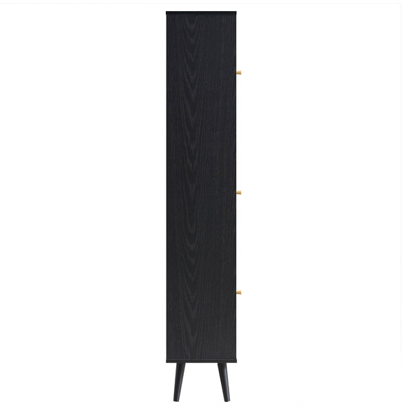 Frances Woven Rattan Tallboy Bathroom Unit, Black