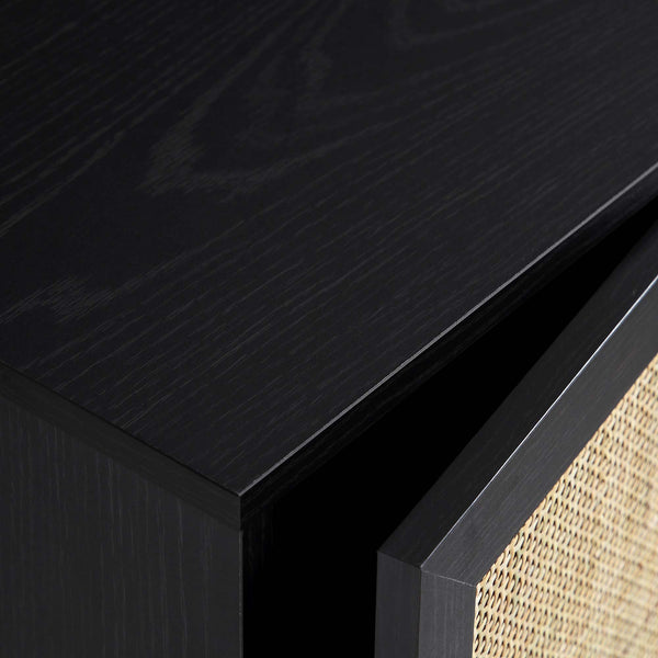 Frances Woven Rattan Tallboy Bathroom Unit, Black