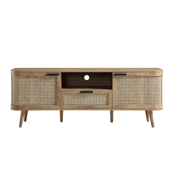 Izzy Curved Rattan 150cm TV Unit, Natural