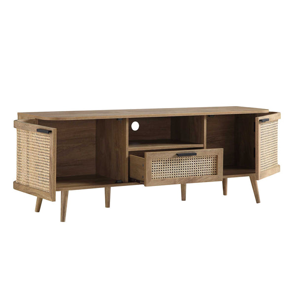 Izzy Curved Rattan 150cm TV Unit, Natural