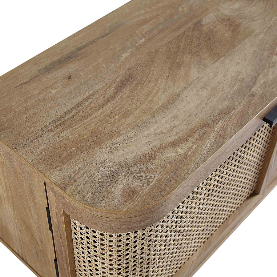 Izzy Curved Rattan 150cm TV Unit, Natural