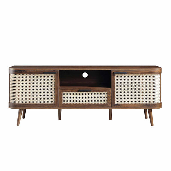Izzy Curved Rattan 150cm TV Unit, Walnut