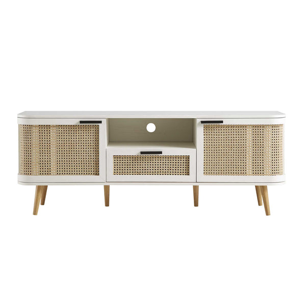 Izzy Curved Rattan 150cm TV Unit, White