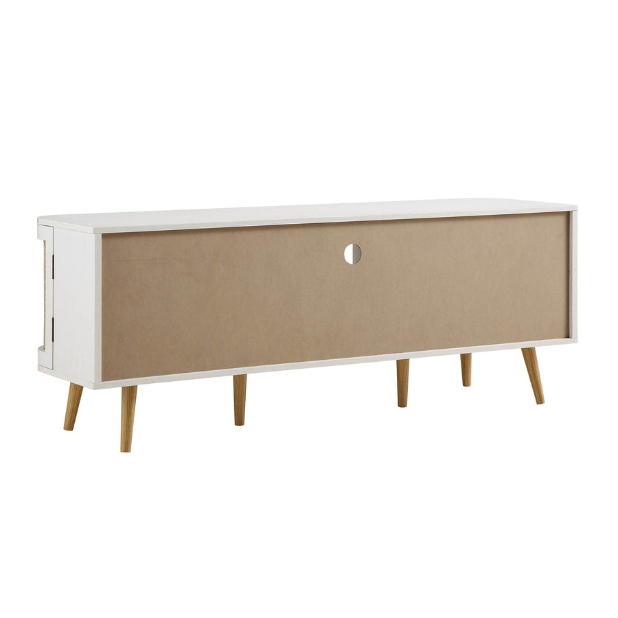 Izzy Curved Rattan 150cm TV Unit, White