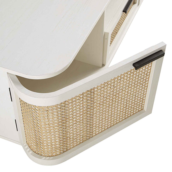 Izzy Curved Rattan 150cm TV Unit, White