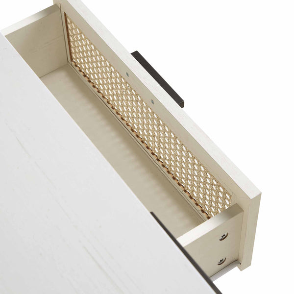 Izzy Curved Rattan 150cm TV Unit, White