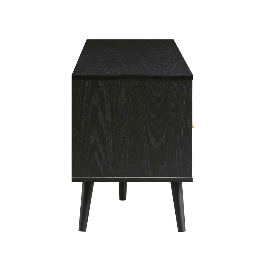 Frances Woven Rattan 160cm 3-Drawer TV Unit, Black