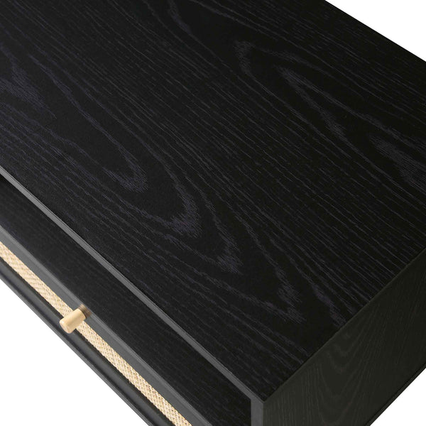 Frances Woven Rattan 160cm 3-Drawer TV Unit, Black