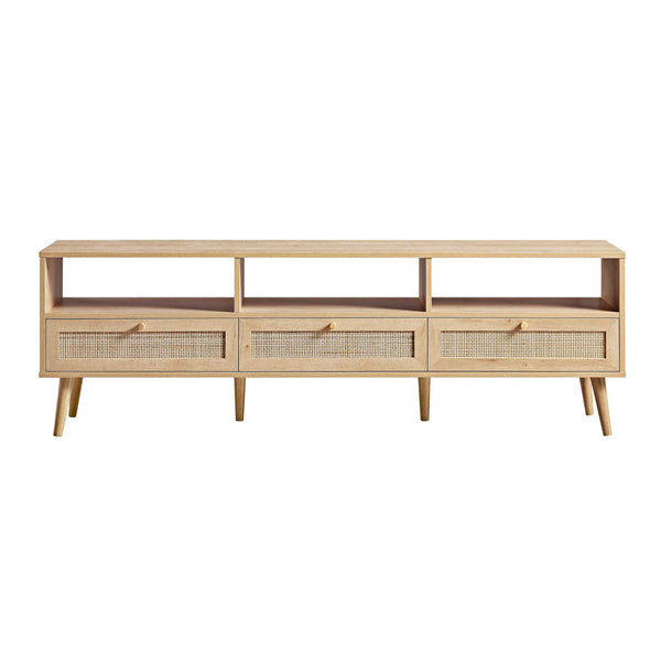 Frances Woven Rattan 160cm 3-Drawer TV Unit, Natural