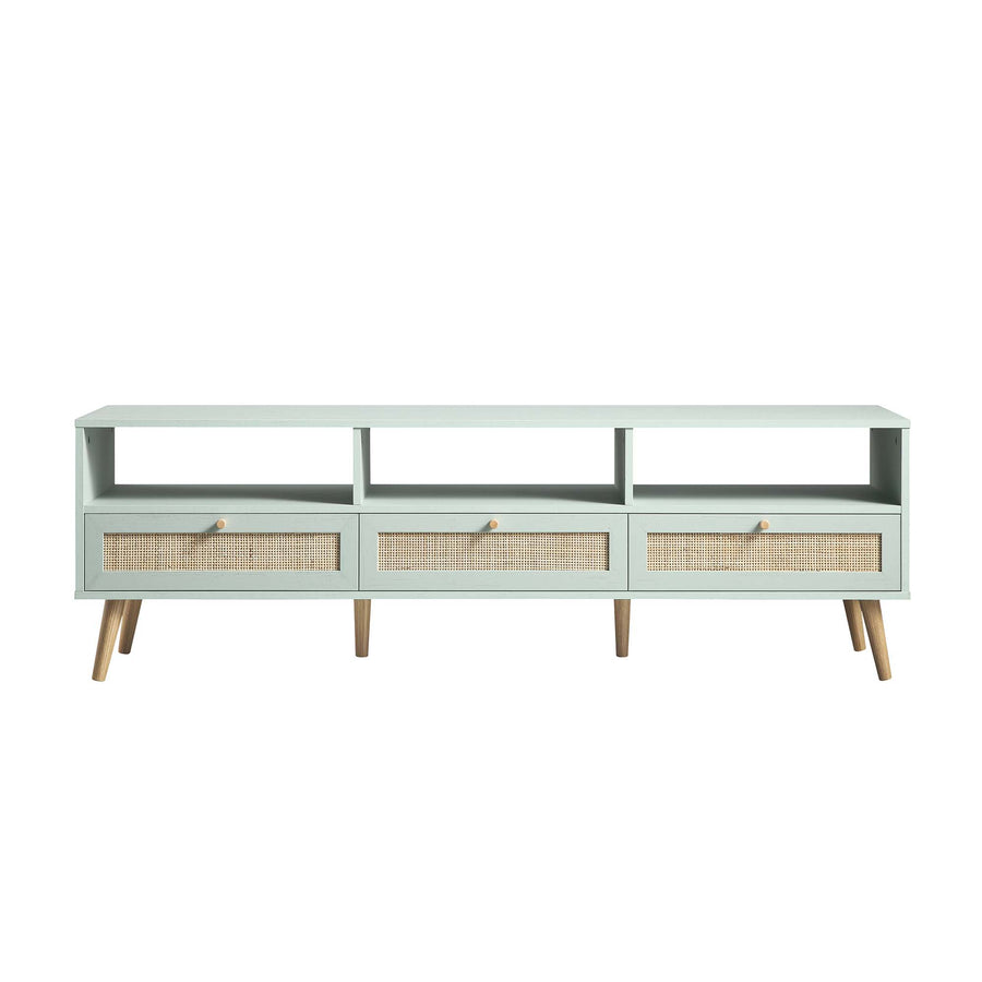 Frances Woven Rattan 160cm 3-Drawer TV Unit, Mint