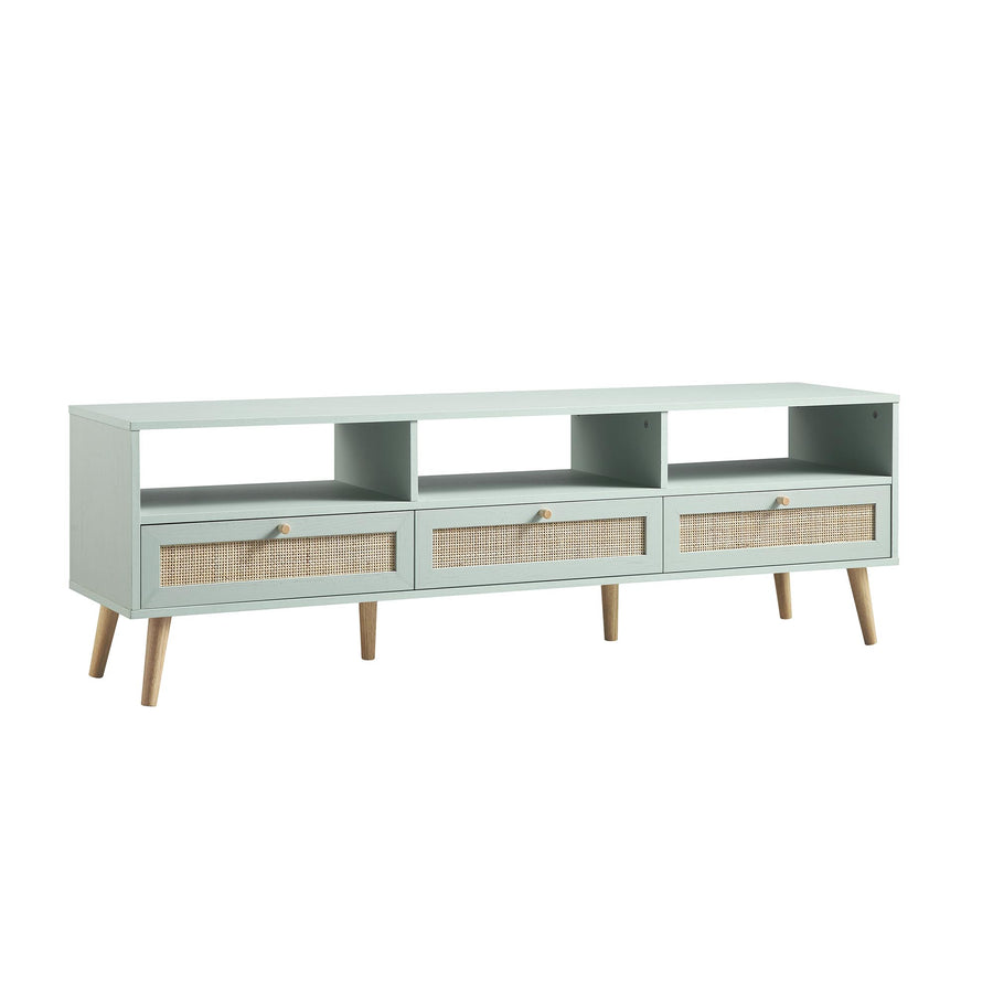Frances Woven Rattan 160cm 3-Drawer TV Unit, Mint
