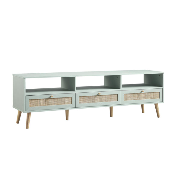 Frances Woven Rattan 160cm 3-Drawer TV Unit, Mint