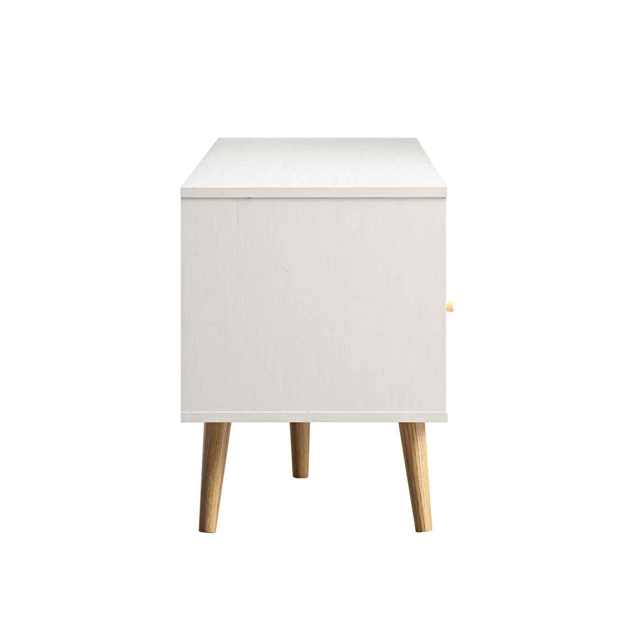 Frances Woven Rattan 160cm 3-Drawer TV Unit, White