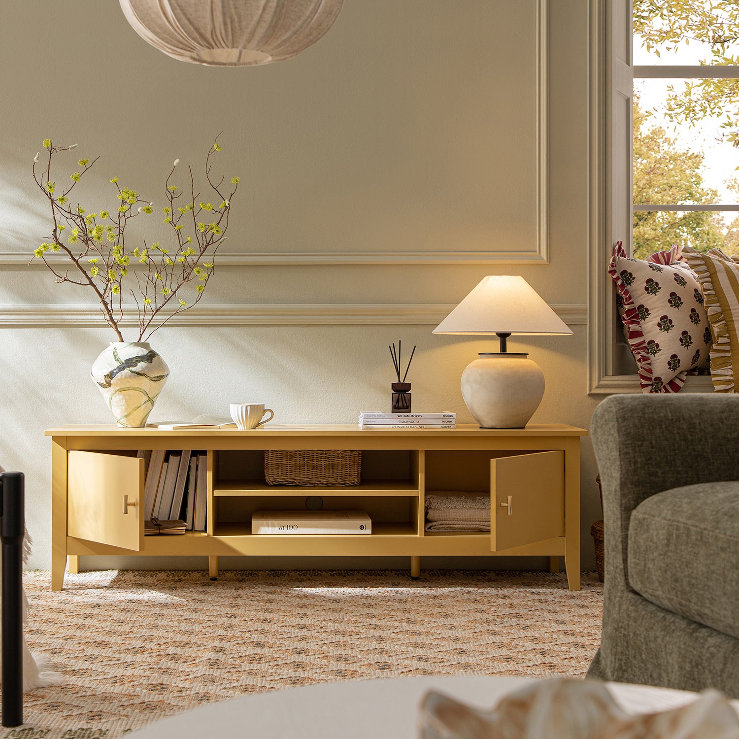 Oakham 150cm TV Unit, Rattan Yellow