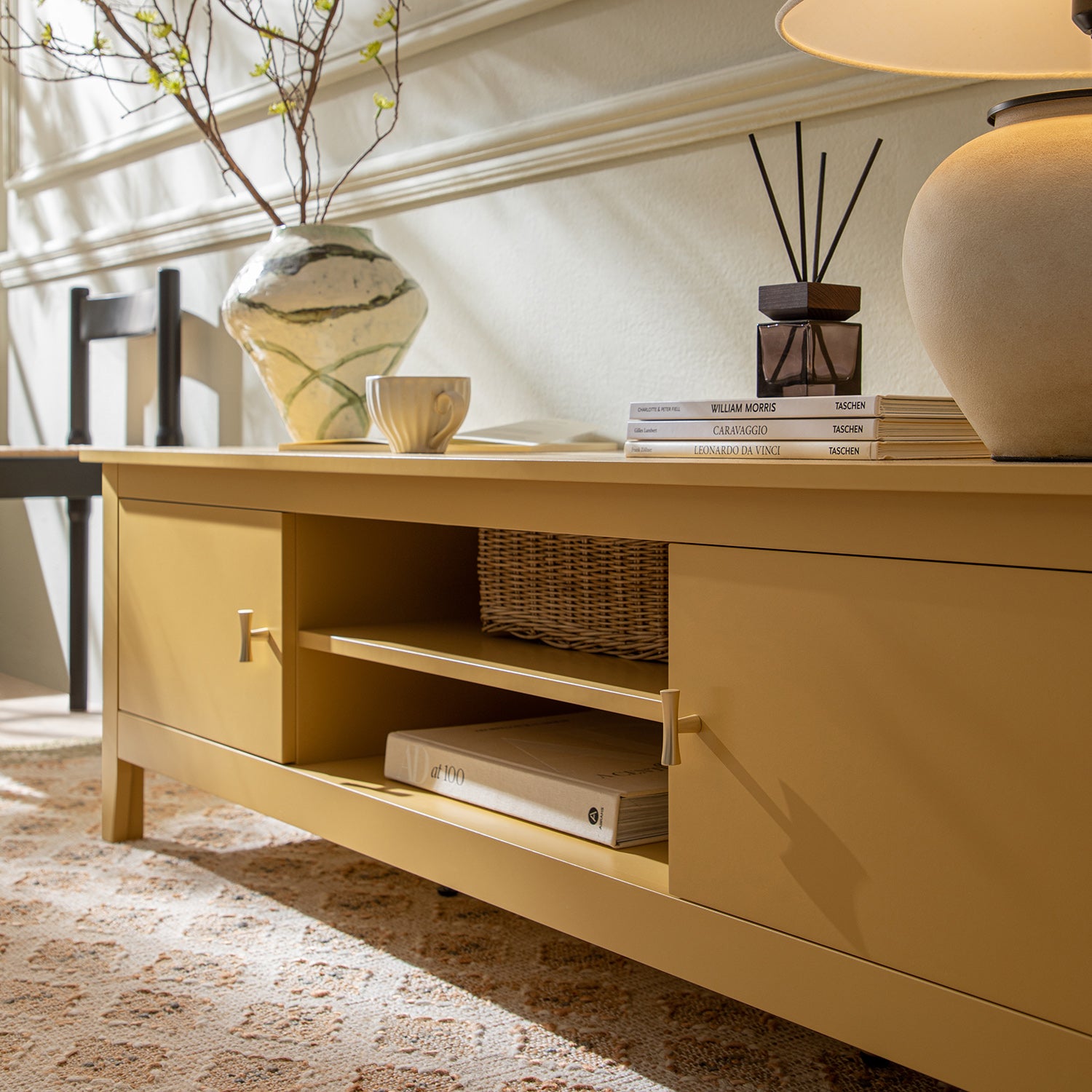 Oakham 150cm TV Unit, Rattan Yellow