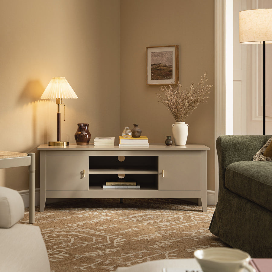 Oakham 120cm Corner TV Unit, Deep Greige