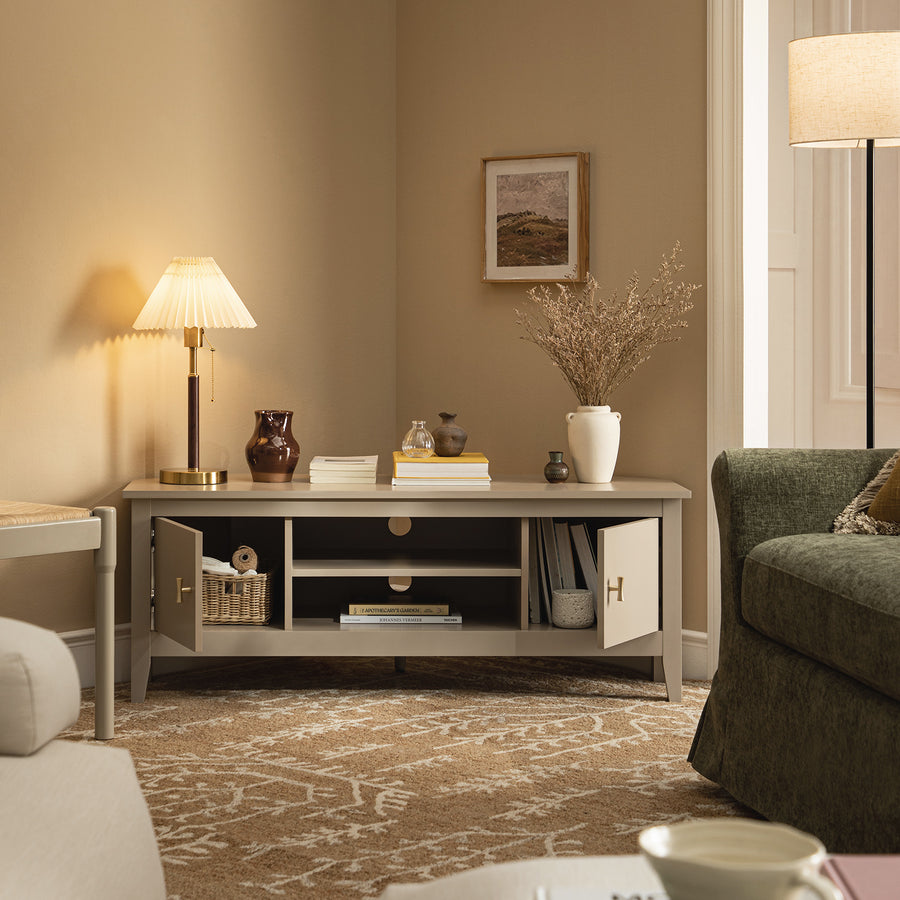 Oakham 120cm Corner TV Unit, Deep Greige