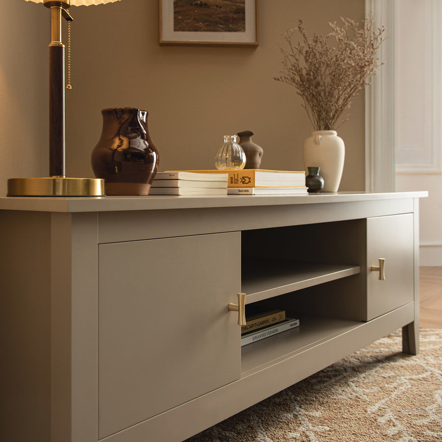 Oakham 120cm Corner TV Unit, Deep Greige