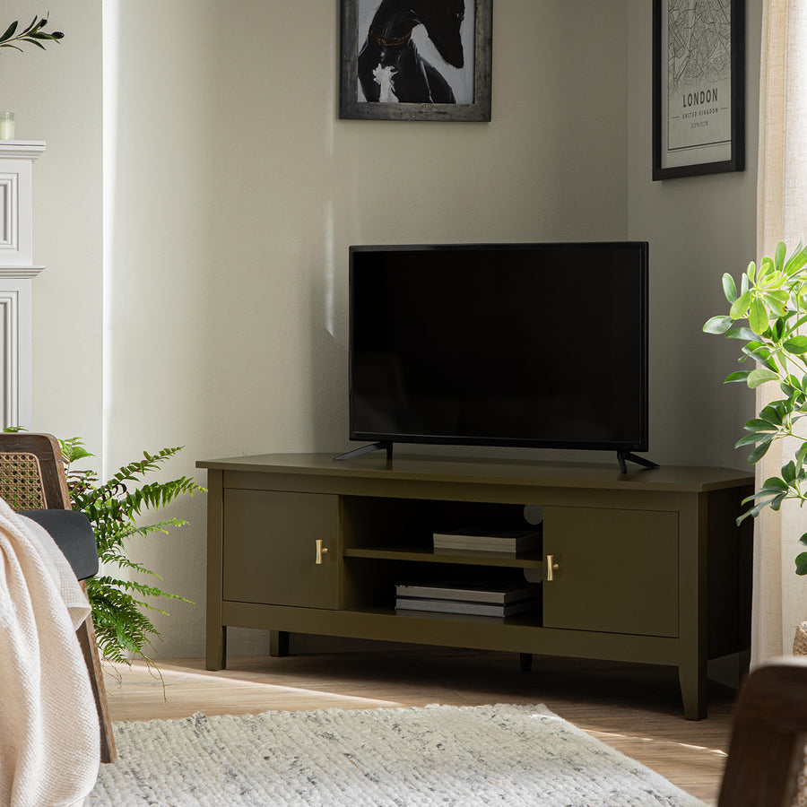 Oakham 120cm Corner TV Unit, Olive Grove
