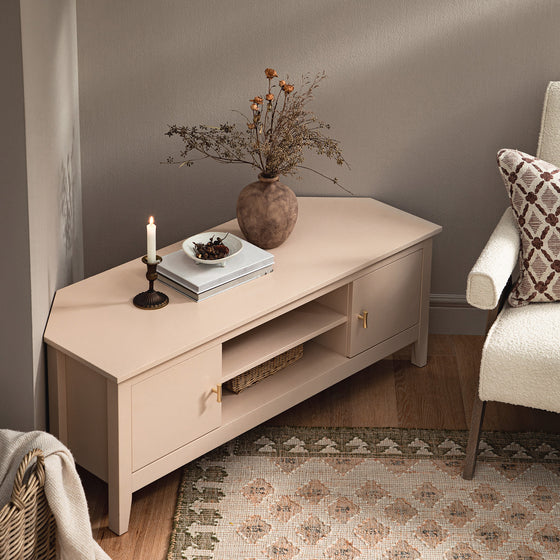 Oakham 120cm Corner TV Unit, Nude Pink
