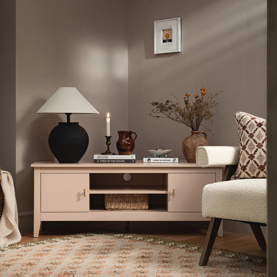 Oakham 120cm Corner TV Unit, Nude Pink