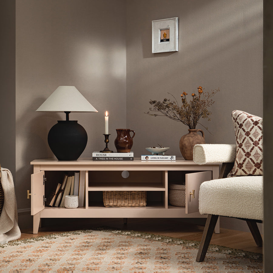 Oakham 120cm Corner TV Unit, Nude Pink