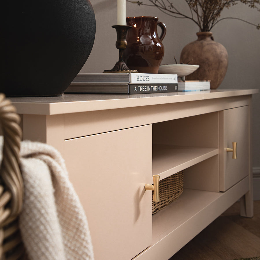 Oakham 120cm Corner TV Unit, Nude Pink