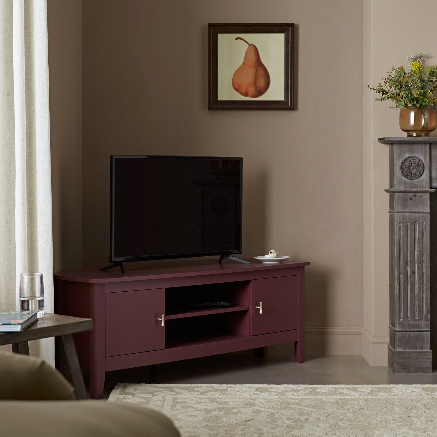 Oakham 120cm Corner TV Unit, Wild Cherry - daals