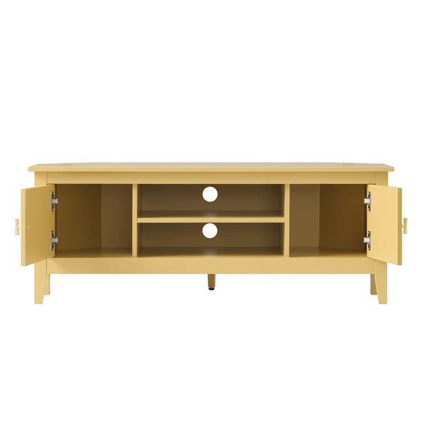 Oakham 120cm Corner TV Unit, Rattan Yellow