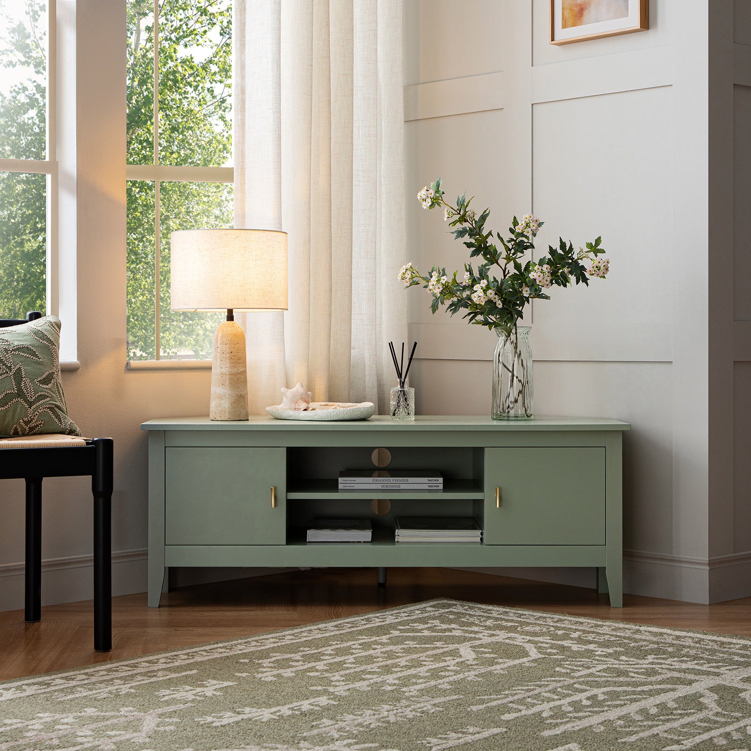 Oakham 120cm Corner TV Unit, Desert Sage