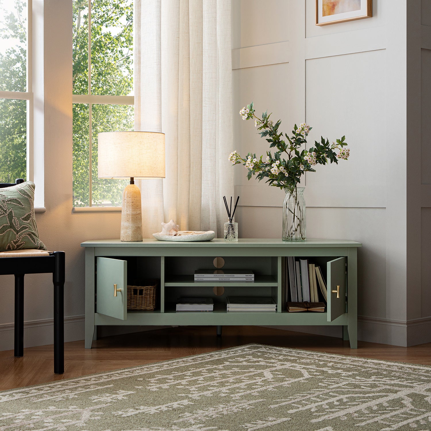 Oakham 120cm Corner TV Unit, Desert Sage