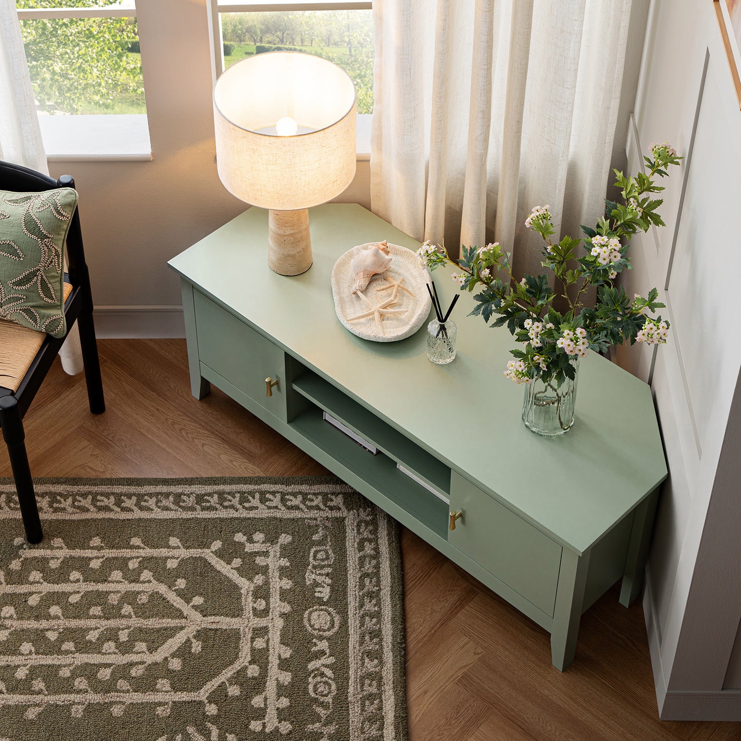 Oakham 120cm Corner TV Unit, Desert Sage