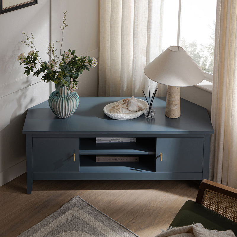 Oakham 120cm Corner TV Unit, Stormy Blue - daals