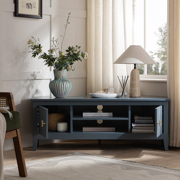 Oakham 120cm Corner TV Unit, Stormy Blue