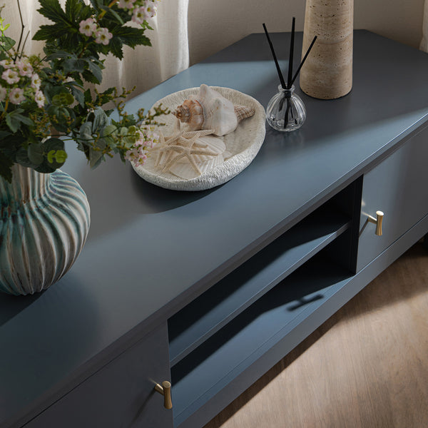 Oakham 120cm Corner TV Unit, Stormy Blue