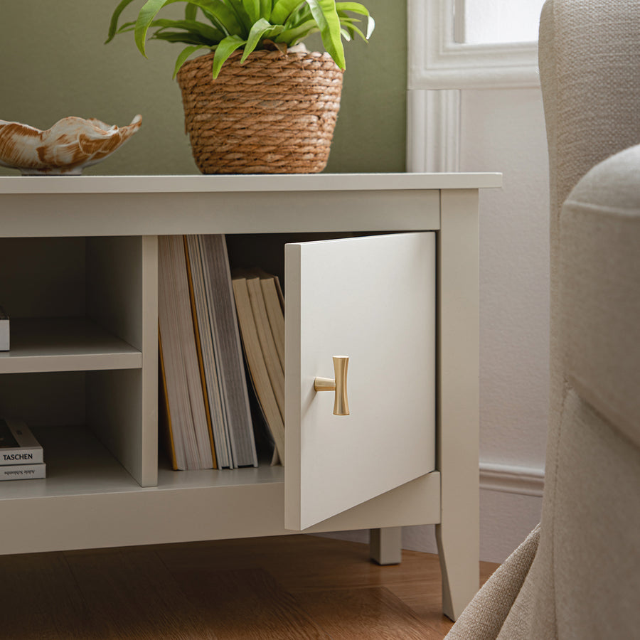 Oakham 120cm Corner TV Unit, Shaded White