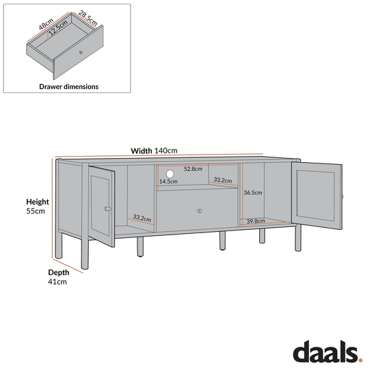 Linden 140cm TV Unit, Ebony