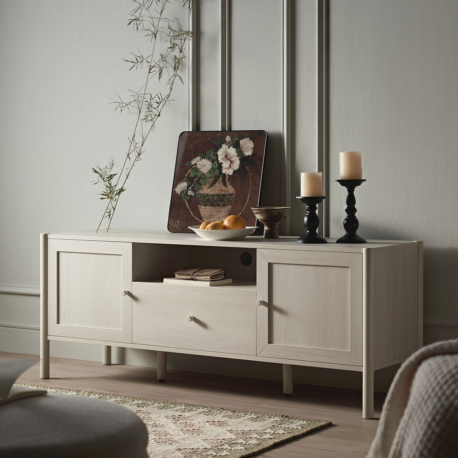 Linden 140cm TV Unit, White Washed
