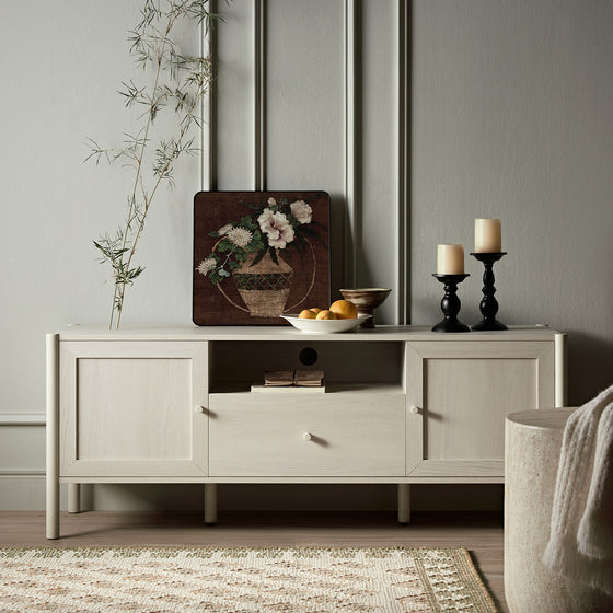 Linden 140cm TV Unit, White Washed